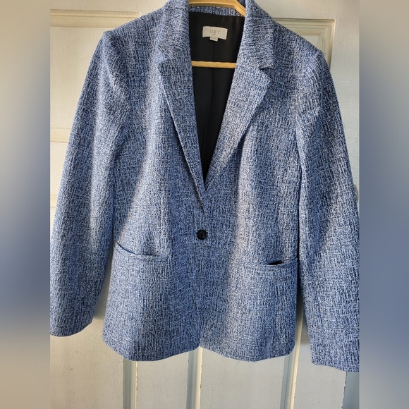 LOFT Women's Tweed Blue BlazerJacket Size L - Picture 3 of 10